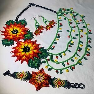 Huichol Jewelry Set - 3 pcs